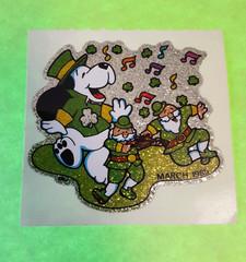 vintage 80’s BJ Decal Specialties glitter unidog St Patty large sticker module