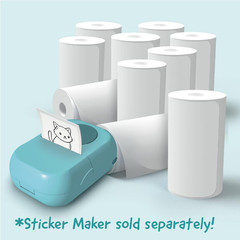Sticker Maker Refill Pack – 10 Rolls: 5 Round, 5 Square – Makes 400 Custom Stick