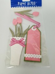 FLOWER Pink Tulips Tulip Spring Bouquet Vase Tag Paper Bliss sticker 3 packs