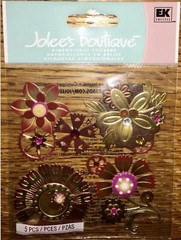 RARE Jolees Steampunk Gold Metallic Flowers Pink Red W/ Gems Scrapbook Stickers