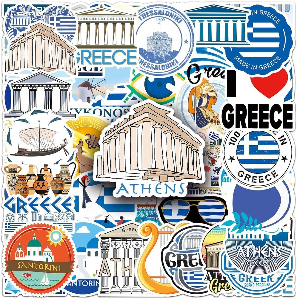 50 Pcs Greece Travel World Stickers City Souvenirs Stickers Waterproof Vinyl