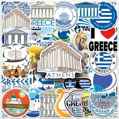 50 Pcs Greece Travel World Stickers City Souvenirs Stickers Waterproof Vinyl