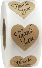 Thank You Stickers Heart Shape Labels| 1 Inch Hearts | 500 Pack | Pick One Color