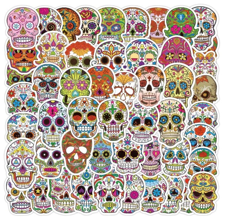 Sugar Skull Stickers Dia De Los Muertos Decals Horror Dead Mexico Pack Lot 50 pc