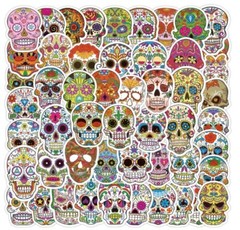 Sugar Skull Stickers Dia De Los Muertos Decals Horror Dead Mexico Pack Lot 50 pc