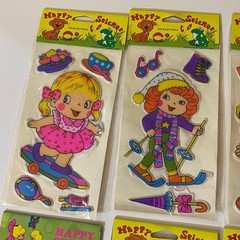 Vintage Happy Stickers & 1976 Imperial Happy Cuties Puffy Fun Stickers Set Of 12