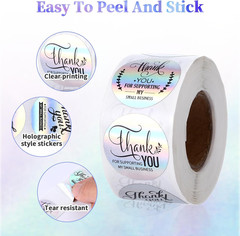 1120Pcs Thank You Stickers and Cards Set for Supporting My Small Holographic
