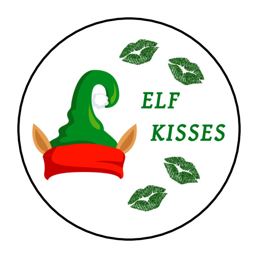 30 Elf Kisses Christmas class treats gifts envelope seals, stickers labels, tags