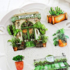 Windows Garden Shop PET Stickers Book Bullet Journals Card Scrapbooking Collage