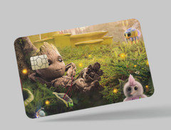 GROOT guardians of the galaxy, 2 pc credit card skin & DEBIT CARD,TROLLEY & GYM