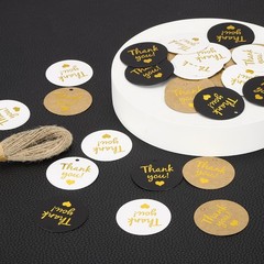 100 Pcs 1.6 Inch Thank You Gift Tags Round Paper Labels with String Brown