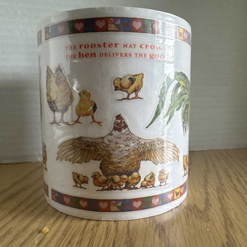 PSX Designs Rooster Crow Hen Sticker Roll Vintage RARE Chicks Stickers