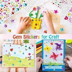 1296 pcs Gem Stickers Rhinestones for Crafts, Sparkling Cute Star Heart Round…
