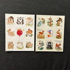 Lot Of 2 American Greeting Stickers 2 Loose Sheets Animals Skunk Squirrel Bunny