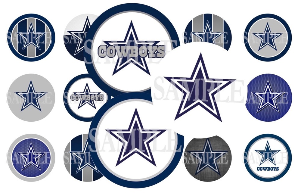 Dallas Cowboys Pre-Cut 1 Inch Bottle Cap Images (3 Options)