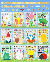Spring Make-a-Face Stickers for Kids 48 Sheets Mix ‘n Match Cute Spring Craft…