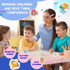 1300+ Teacher Stickers for Students, Holographic Glittery Sticker for Kids Cl…