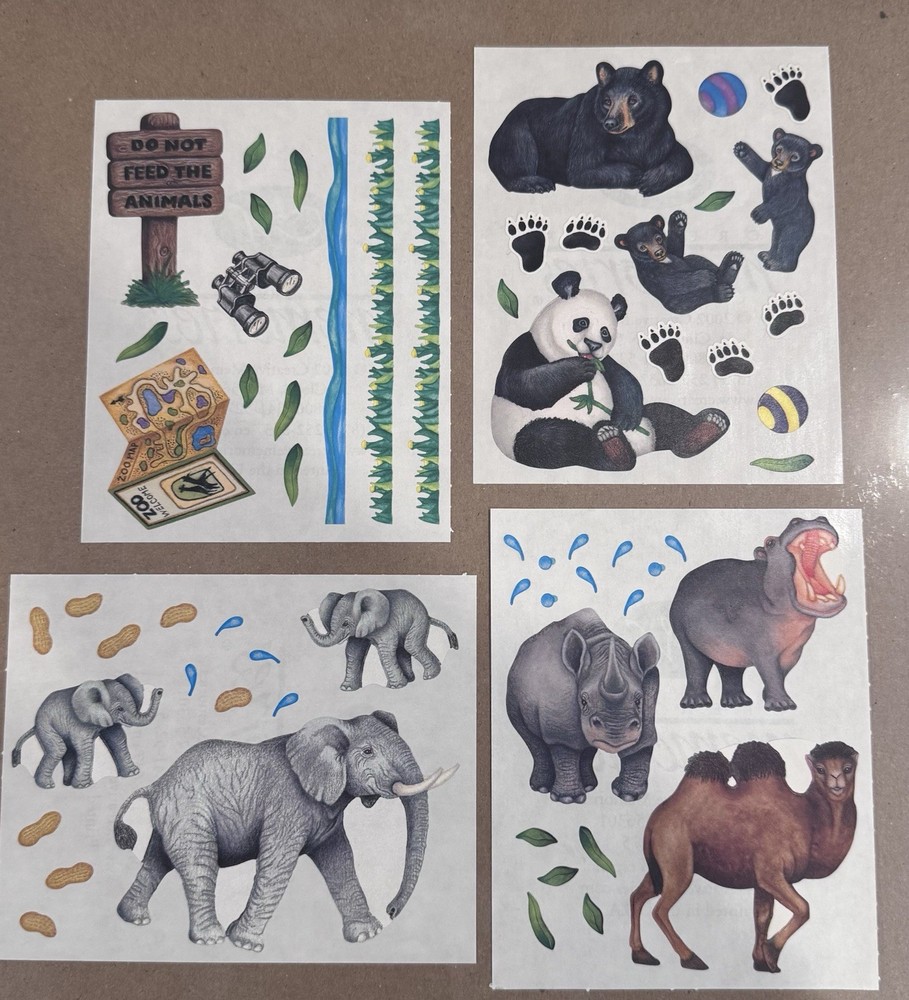 Creative Memories 4″ x 5″ Block Stickers | Zoo Animals Themed | Elephant, Hippos
