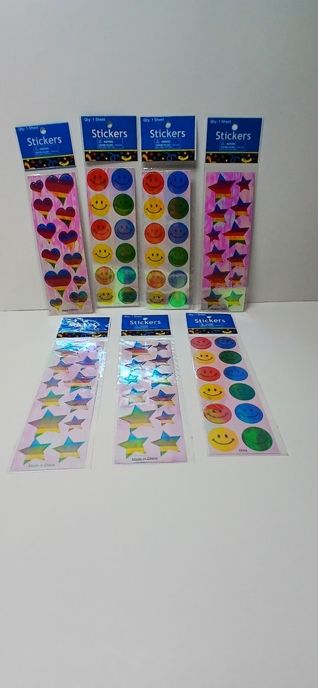Pearl Rainbow 🌈 Stars , Hearts And Solid Colors Smiley Faces Stickers By OTC