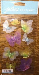 RARE Jolees Velum Butterflies Butterfly Colorful Glittery 3D Scrapbook Stickers