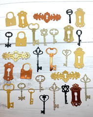 Die Cuts Ornate Lock and Key 26 Pieces *You Choose Color* Foil Specialty Basic C