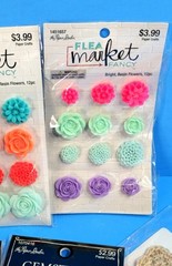 HUGE SCRAPBOOK PAPER STUDIO SPARE PARTS EMBELLISHMENTS RESIN FLOWERS CROCHET GEM