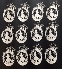 Wonderland Die Cuts * Alice in the Forest * Black or White Cardstock * Set of 12