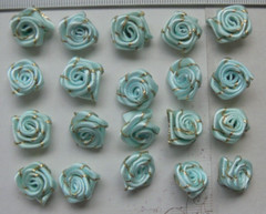 Satin Metallic ROSE Packs 20 CELESTE BLUE with Gold Trim 15-17mm Across VerCFrnt