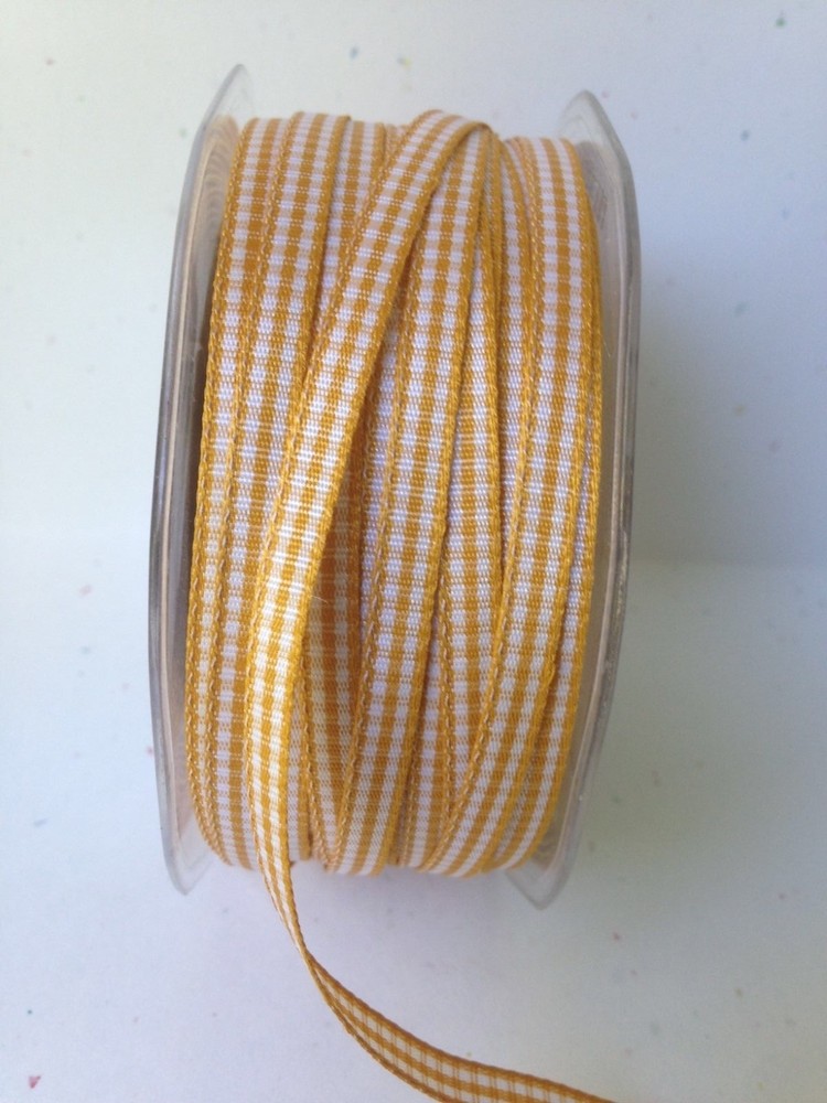 1/4 Inch Solid Checkered Ribbon – May Arts – KB76 – Butterscotch – 100 yards