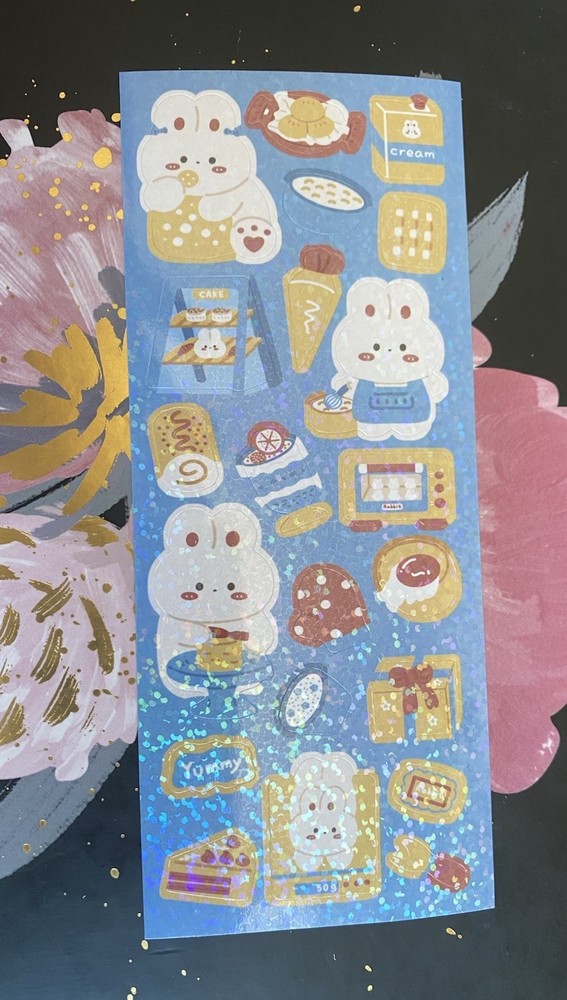 Kawaii Prism Blue Sticker Strip Bunny Sweets