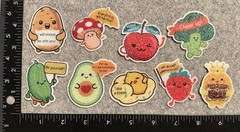Lot of 9 Assorted Inspirational Food Sparkle Sparkly Stickers