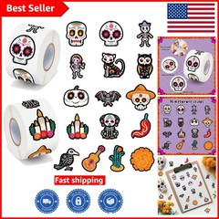 Sugar Skull Waterproof Vinyl Stickers – 1000 Count for Festive Celebrations