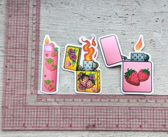 Smoking Lighter Fun Hippie Colorful Strawberry Stickers Lot Of 3 Pc Pcs