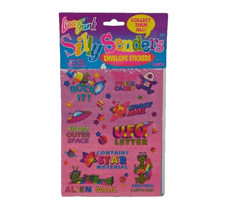 Lisa Frank Silly Senders Envelope Stickers Outer Space Alien UFO Vintage SEALED
