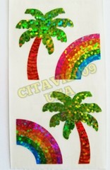 HAMBLY STUDIOS PRISMATIC RAINBOW PALM TREE TICKERS 1 SHEET COLLECTABLE RARE