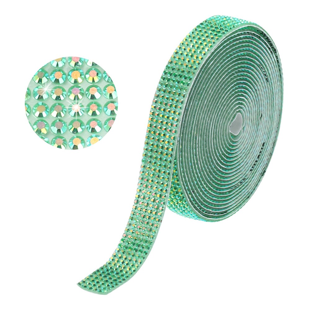 Self Adhesive Rhinestone Strips 3 Yards 0.47 Inch for Craft,Dark Green AB