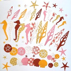 Beach Seahorse Starfish Seashells Sand Dollar stars paper die cut embellishment