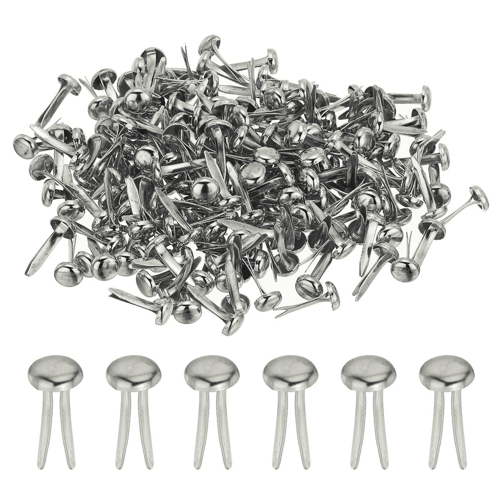 Brads for Paper Crafts, 150 Pcs Silver Metal Round Paper Fasteners, 13 mm