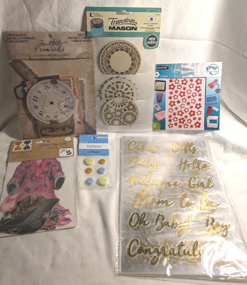 6 Packs Stickers Die Cut Paper Ephemera Wood Vellum New Scrapbooking Card Making
