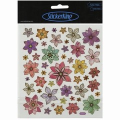 Crafts Stickers Colorful Flowers Gold Trim Multicolor Scrapbook Reading Journal
