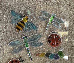 Stained Glass Insect Butterfly Ladybug Dragonfly C-thru Stickers New Loose Sheet