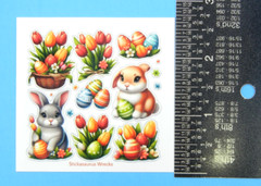 Easter Bunnies, Eggs, Yellow & Red Tulips Mini Stickers Sheet