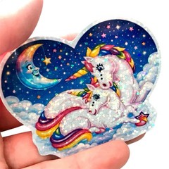 Retro Unicorns Prism Sticker 80s Holographic Kawaii 90s Glitter Decal