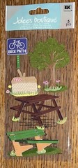 RARE Jolees Day At The Park Picnic Basket Table Bench Bike Path Walk 3D Stickers