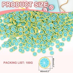 Polymer Clay Slices, 100g Yellow Blue Lemon Slice Fruit Art Slices, Yellow Blue