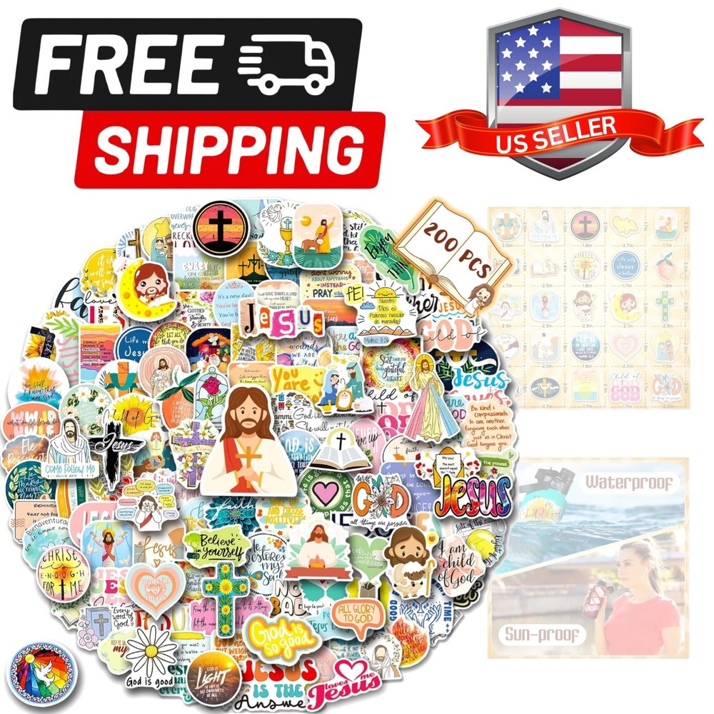 200PCS Jesus Christian Stickers, Religious Stickers for Kids Bible Verse Stic…
