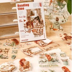 CraftBloom 20 Sheets Reading Time Ephemera Sticker Book for