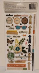 American Craft Thickers Alphabet Stickers Chipboard Gold Foil and Foam Phrases