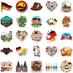 50 PCS Germany Travel World Stickers City Landmark Vacation Waterproof Vinyl
