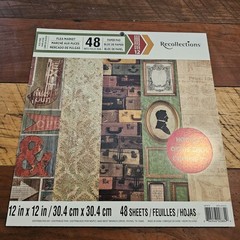 SCRAPBOOK PAPER New 48 sheets, Recollections,Flea Market,12 Sheets/Burlap Look